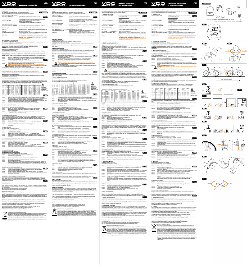 Page 1 de la notice Manuel utilisateur VDO A4