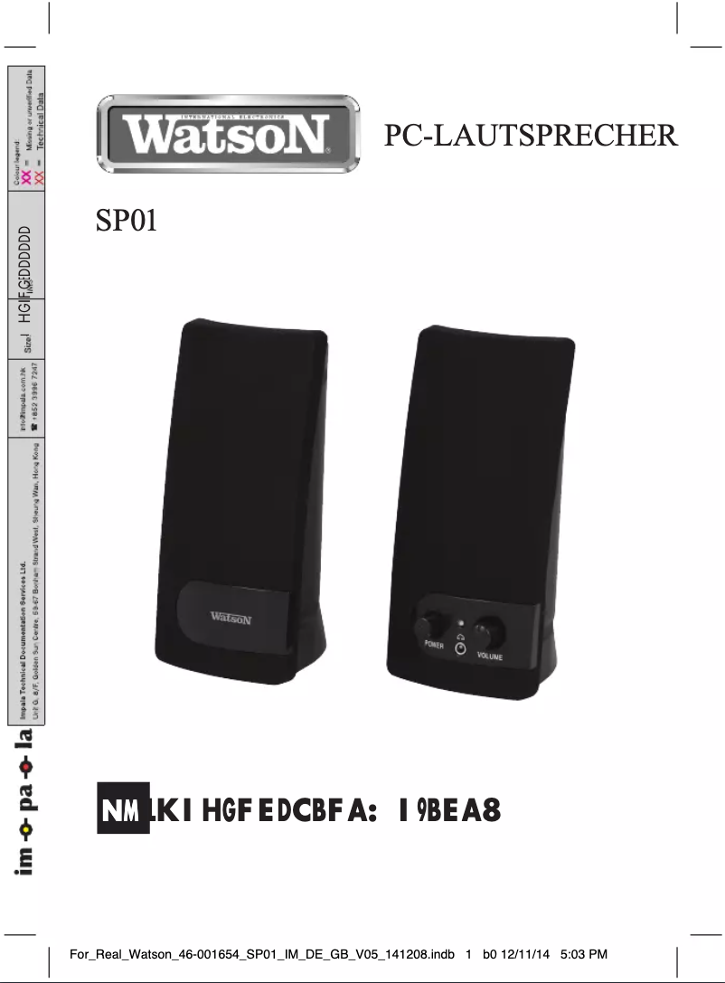 Page n°1 - Manuel utilisateur Watson SP01