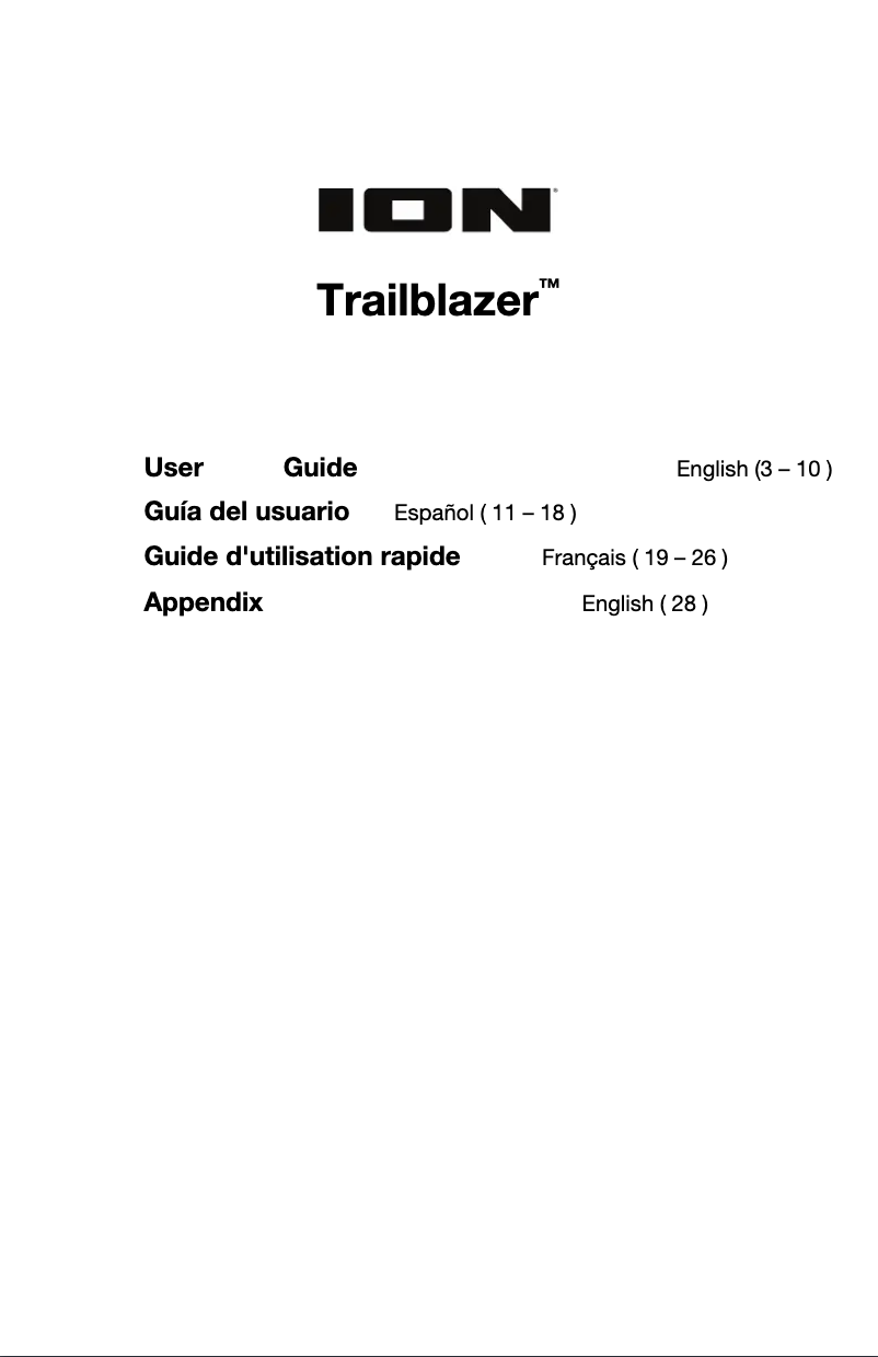 Page n°1 - Manuel utilisateur ION Trailblazer