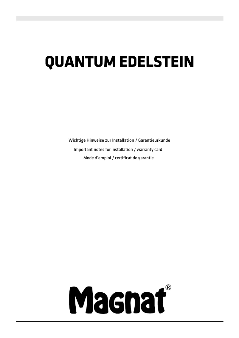 Página 1 del manual Manual de usuario Magnat Quantum Edelstein