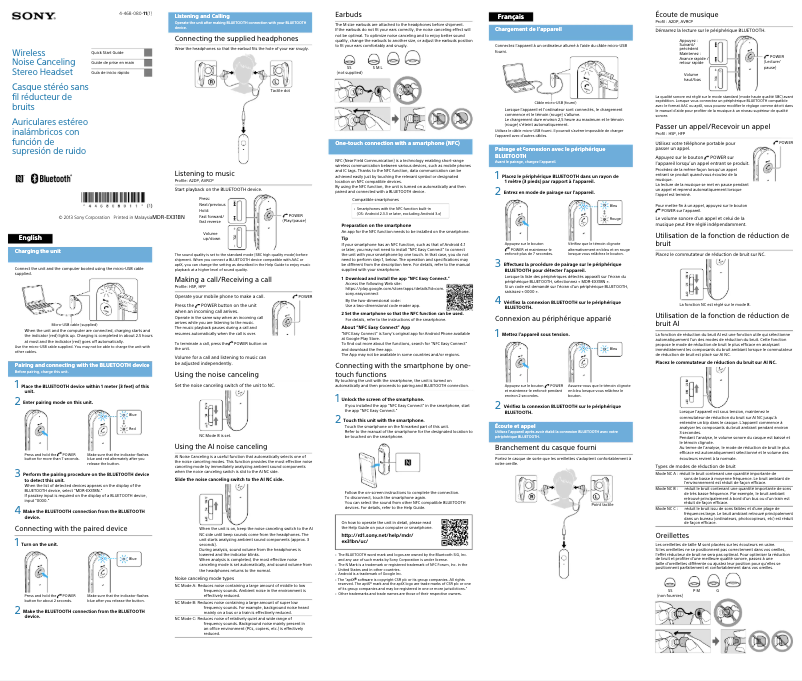 Page n°1 - Guide d'installation Sony MDR-EX31BN