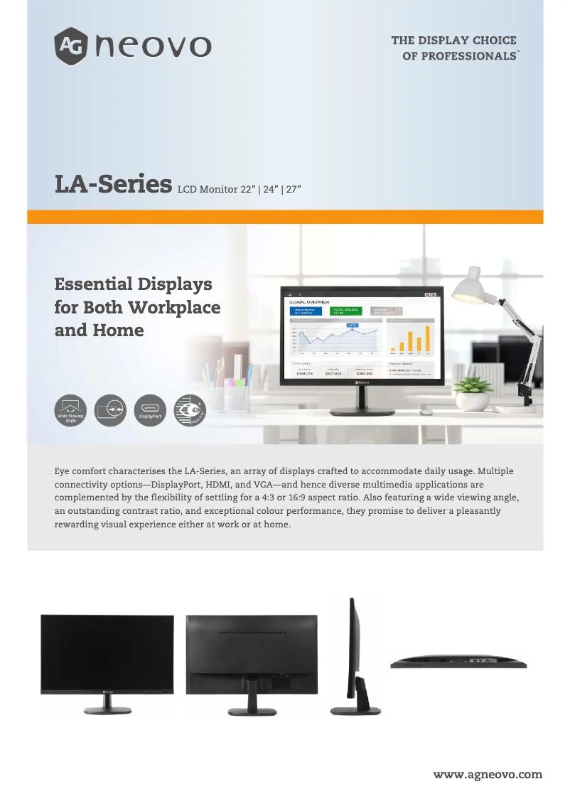 Page 1 de la notice Fiche technique AG Neovo LA-22