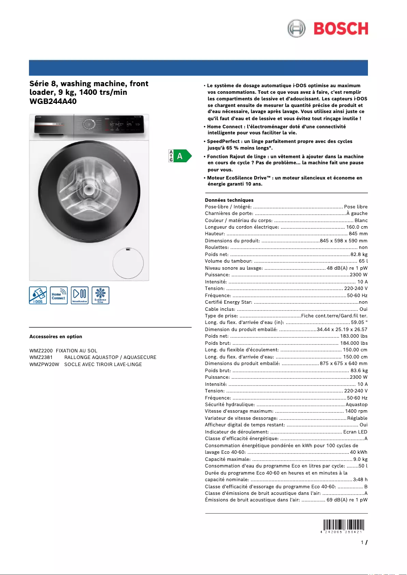 Image de la première page du manuel de l'appareil WGB244A40