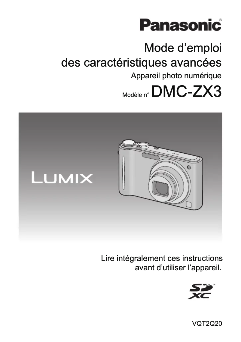 Imagen de la primera página del manual del dispositivo Lumix DMC-ZX3