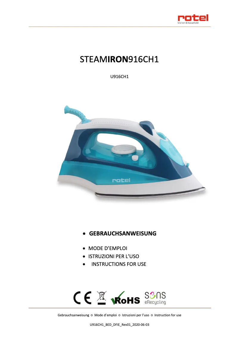 Page 1 de la notice Manuel utilisateur Rotel U916CH1