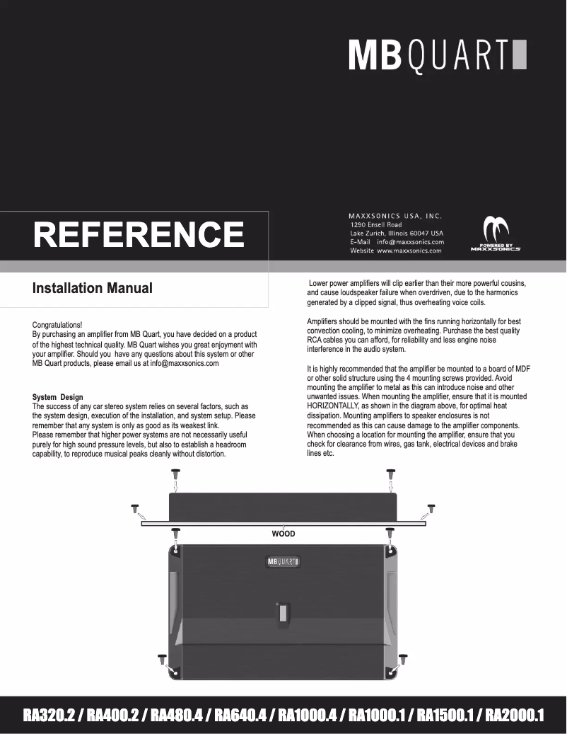 Page n°1 - Manuel utilisateur MB Quart RM1000.1