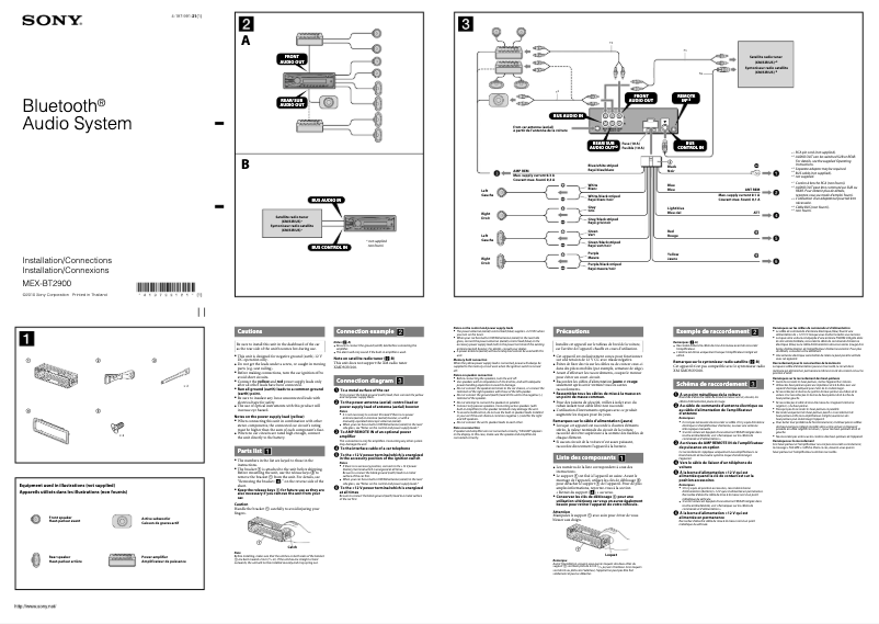 Page 1 de la notice Guide d'installation Sony MEX-BT2900