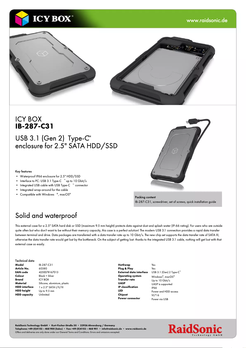 Page n°1 - Fiche technique Icy Box IB-287-C31