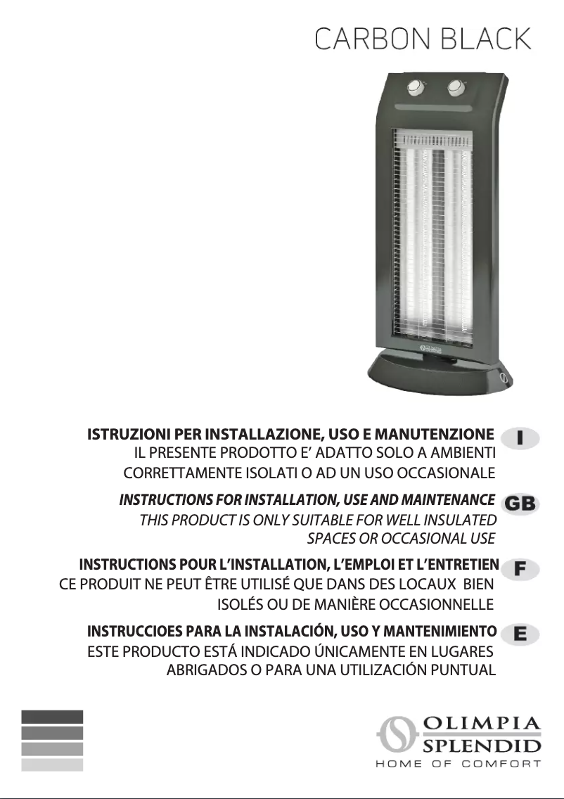 Page 1 de la notice Manuel utilisateur Olimpia Splendid Carbon Black