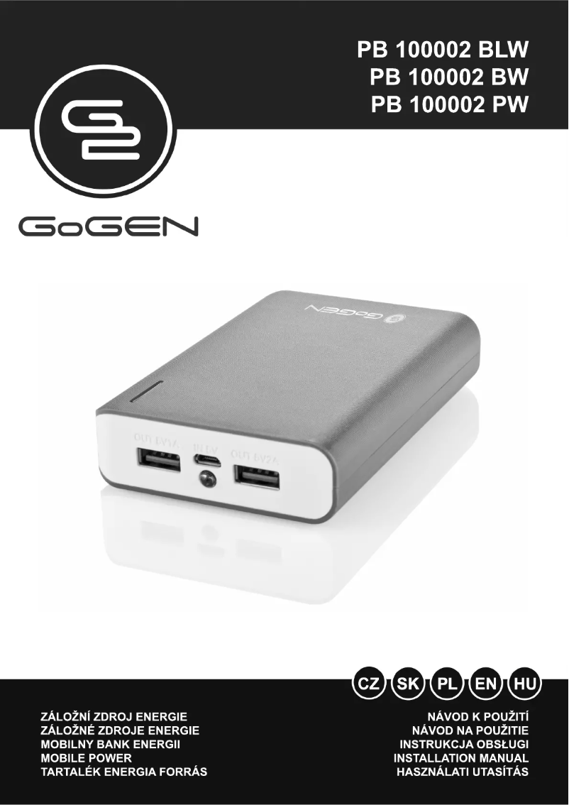 Page 1 de la notice Manuel utilisateur GoGen PB 100002 BW