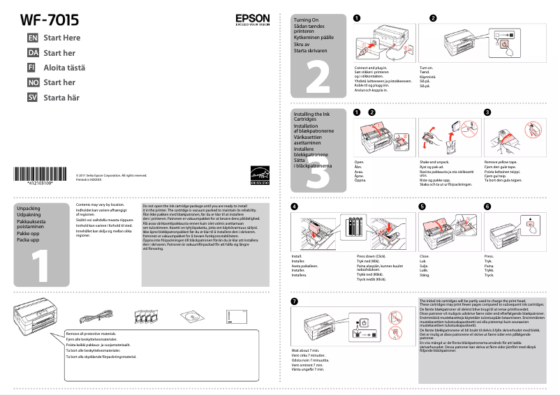 Page n°1 - Guide d'installation Epson WorkForce WF-7015