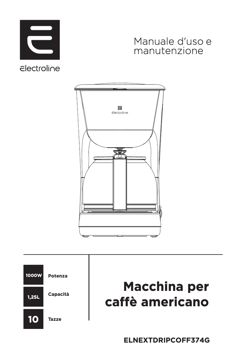 Page n°1 - Manuel utilisateur Electroline ELNEXTDRIPCOFF374G