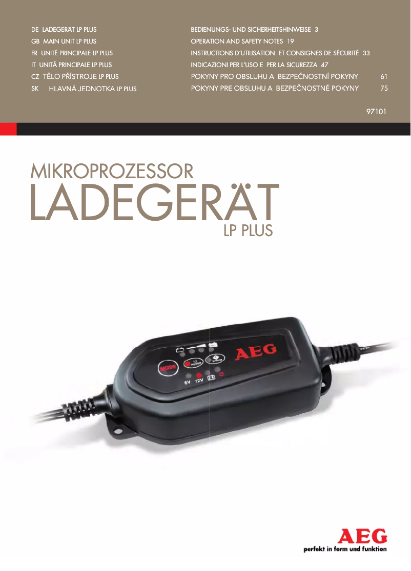 Page n°1 - Manuel utilisateur AEG LP Plus