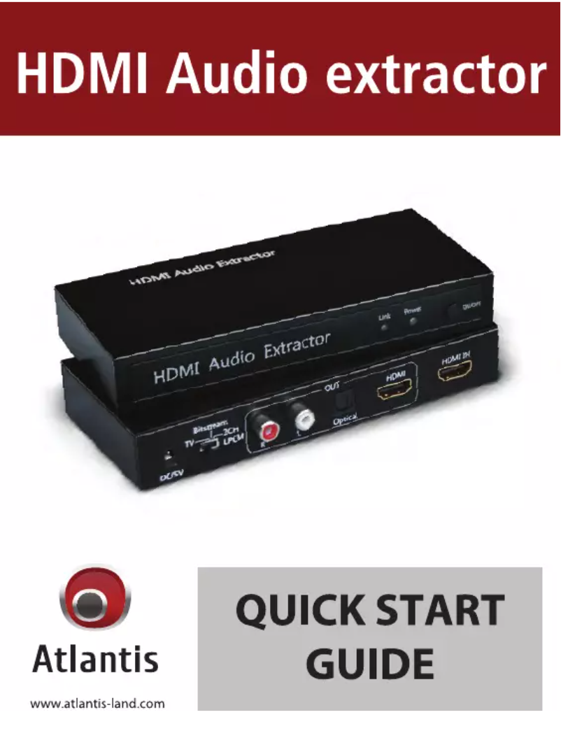 Page 1 de la notice Manuel utilisateur Atlantis Land A04-HM-CV015