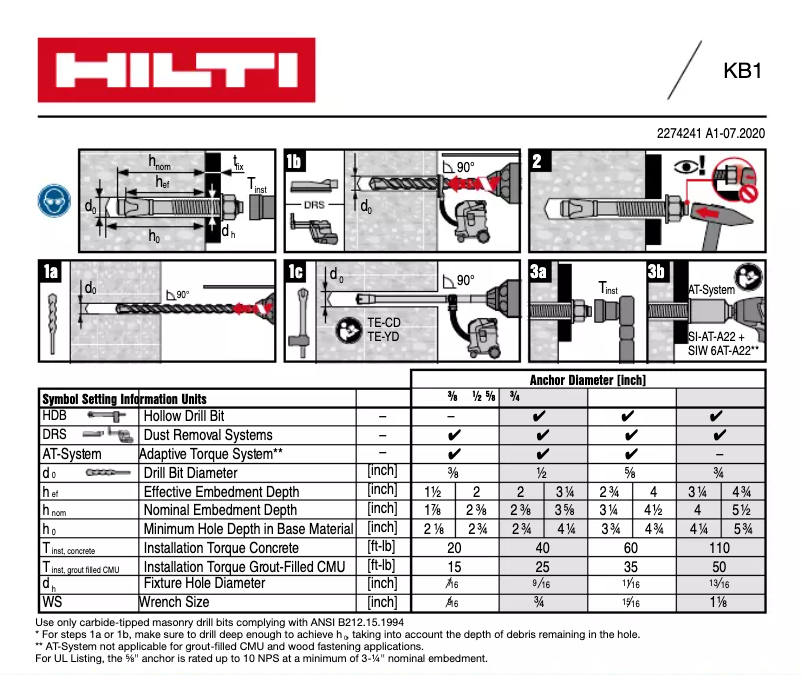 Page 1 de la notice Manuel utilisateur Hilti KB1