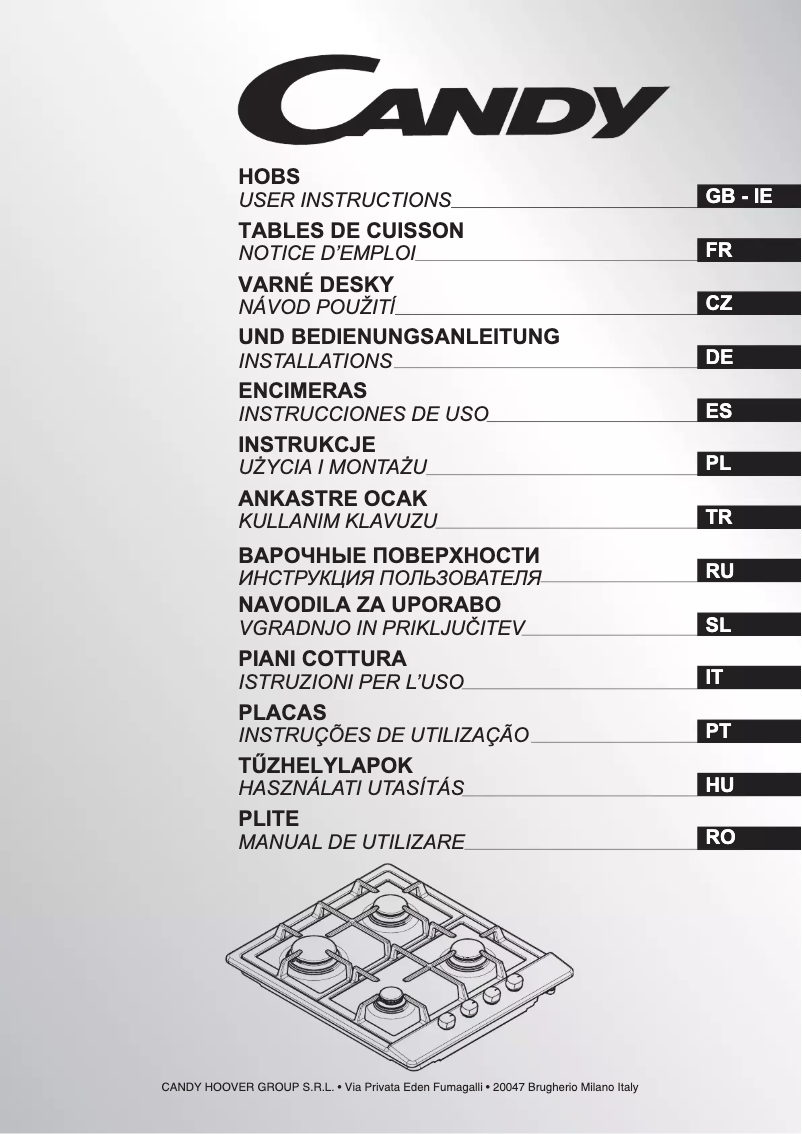 Page n°1 - Manuel utilisateur Candy CLG64SPB
