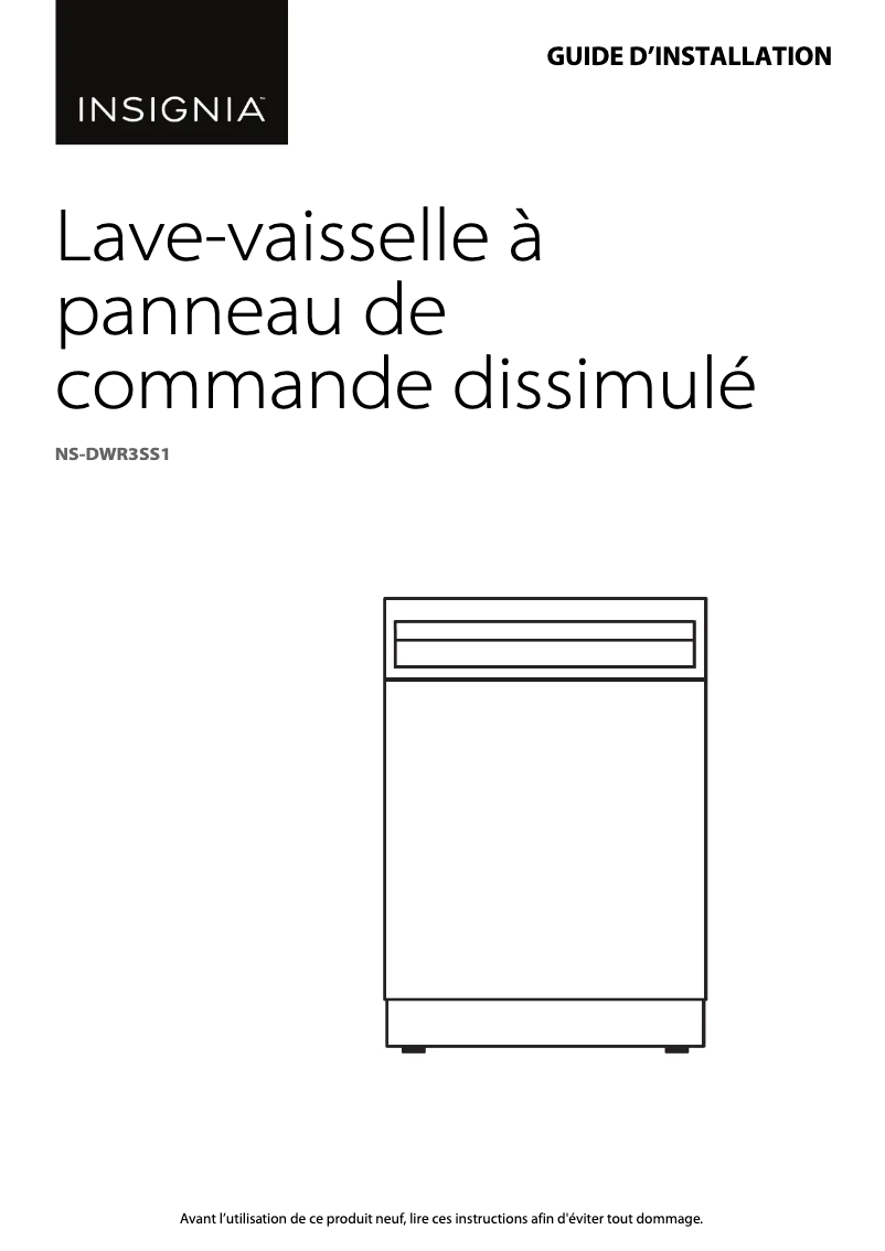 Page n°1 - Guide d'installation Insignia NS-DWR3SS1