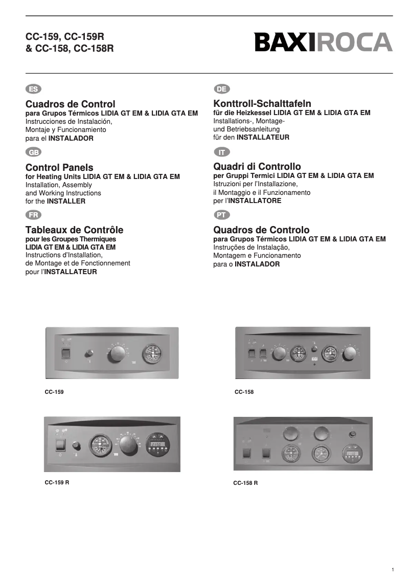 Page 1 de la notice Manuel utilisateur Baxi Lidia GTA EM