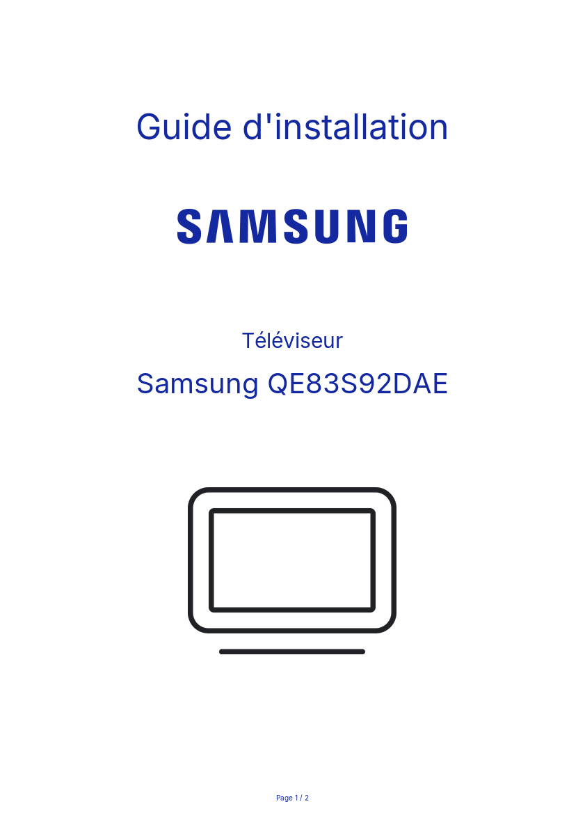 Page n°1 - Guide d'installation Samsung QE83S92DAE