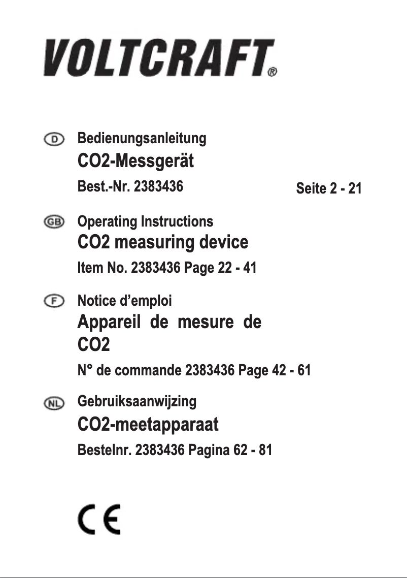 Image de la première page du manuel de l'appareil CO-110