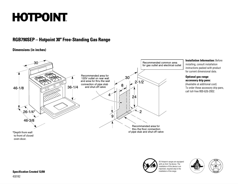 Page n°1 - Fiche technique Hotpoint RGB790SEPSA