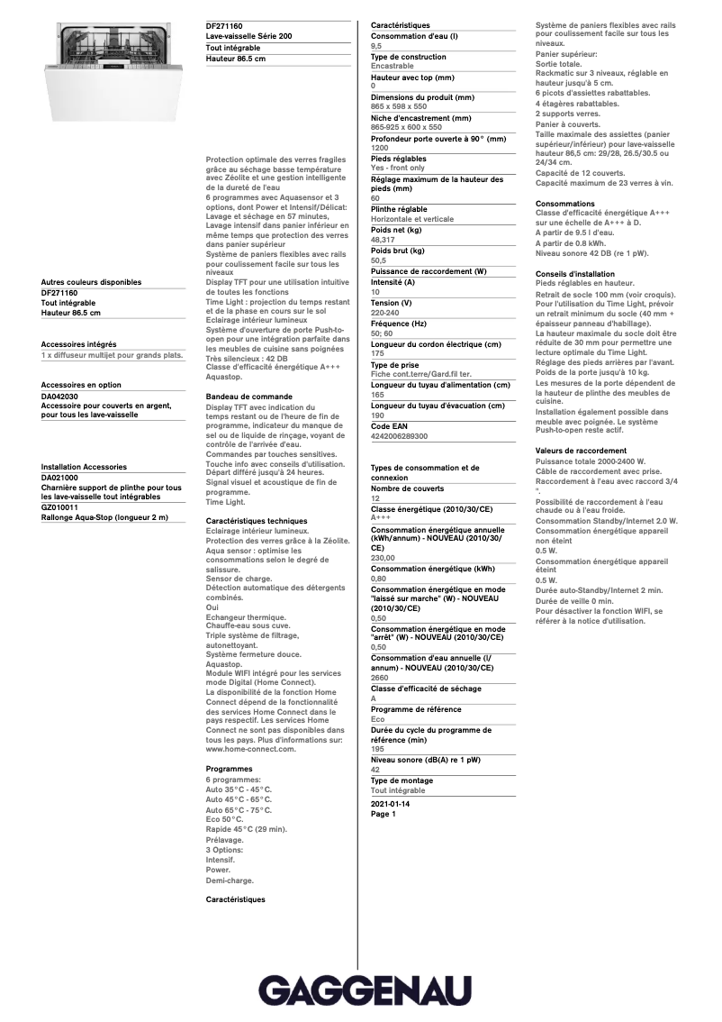 Image de la première page du manuel de l'appareil DF271160