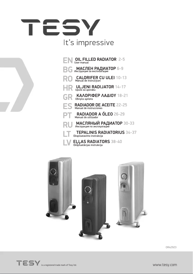 Page 1 de la notice Manuel utilisateur Tesy LB 2007 E04 TRV