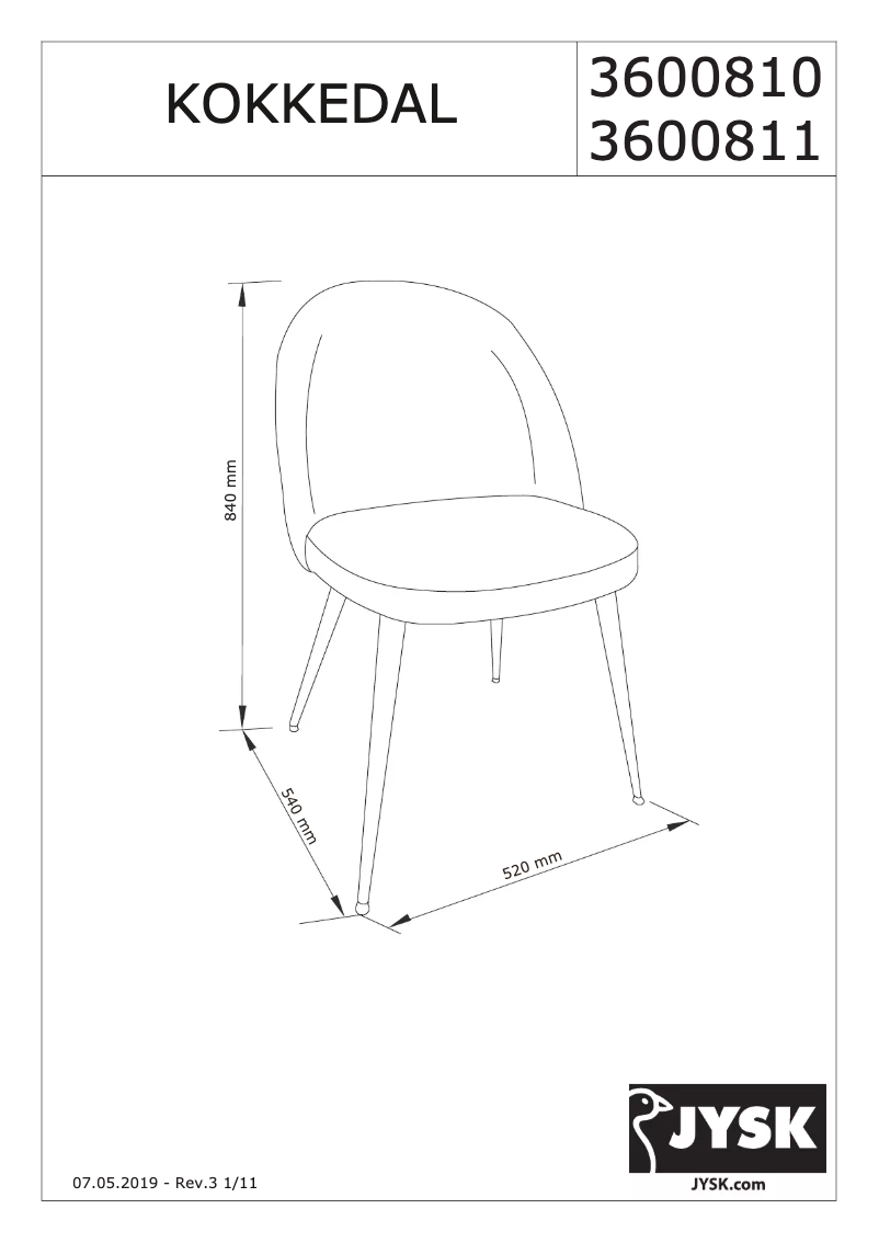 Page 1 de la notice Manuel utilisateur JYSK Kokkedal
