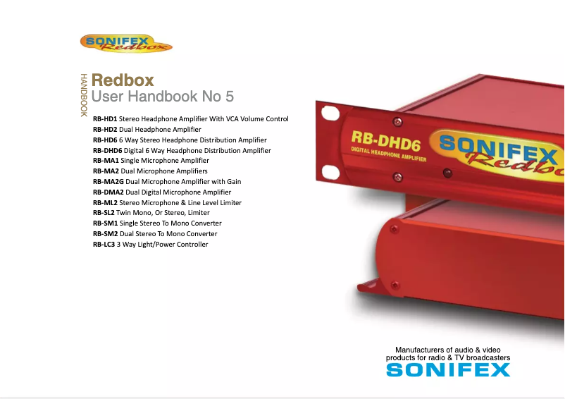 Page 1 of the manual User Manual Sonifex Redbox RB-DHD6