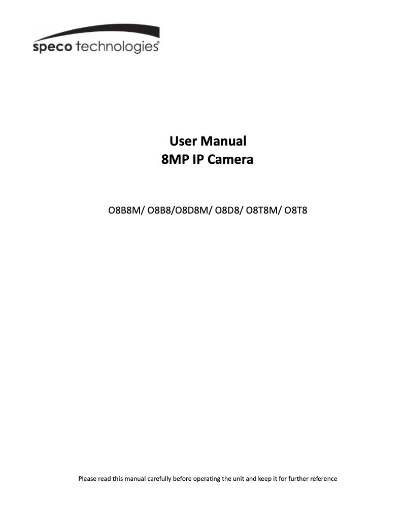 Page n°1 - Manuel utilisateur Speco Technologies O8D8