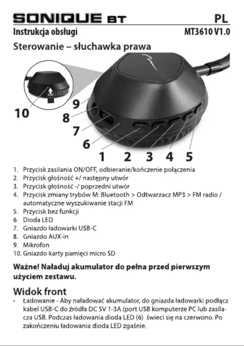 Page n°1 - Manuel utilisateur Media-Tech SONIQUE BT MT3610