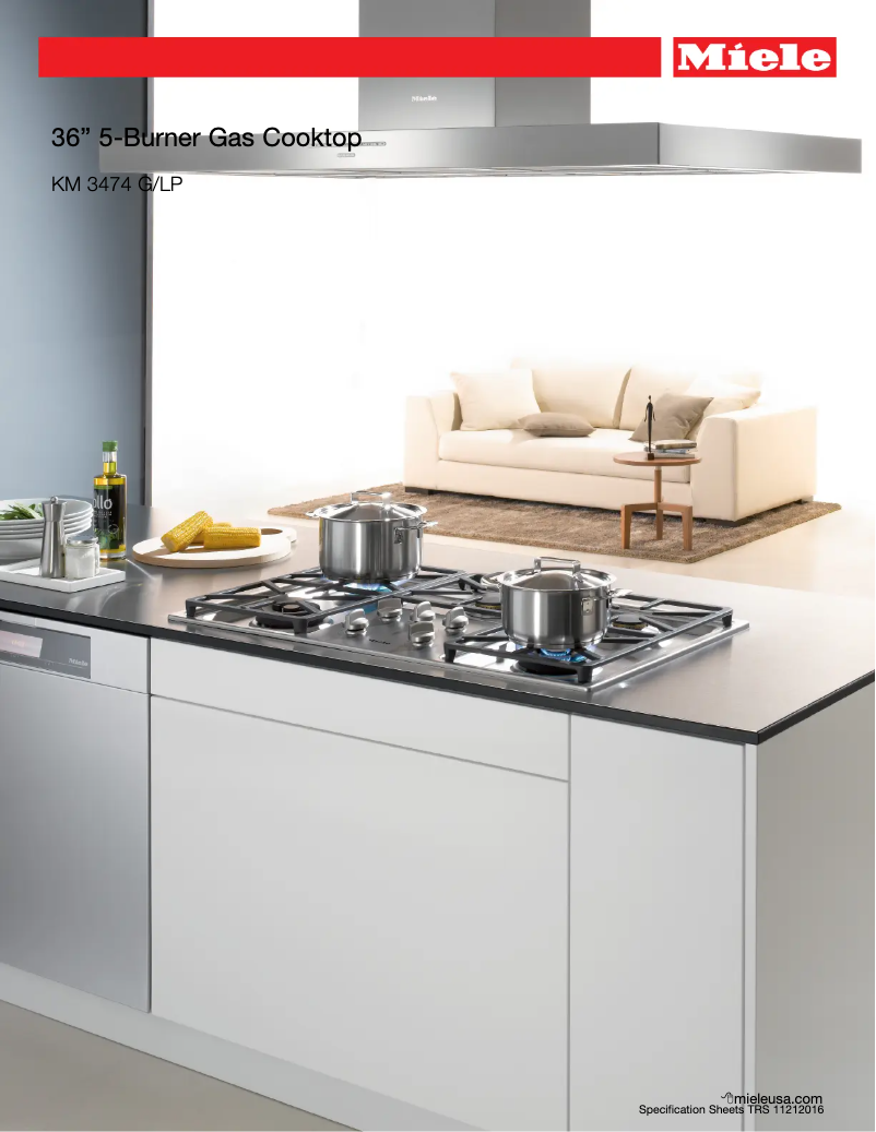 Page 1 de la notice Fiche technique Miele KM 3474 G