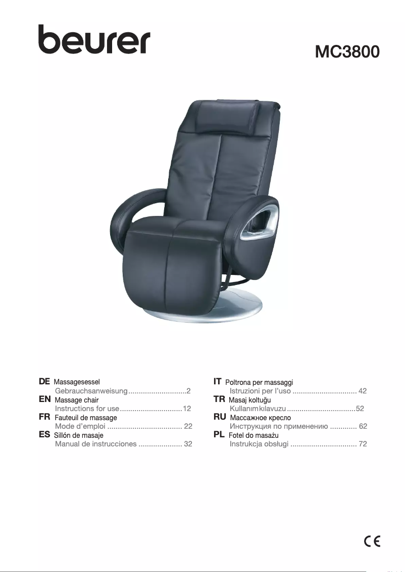 Page n°1 - Manuel d'utilisation et d'entretien Beurer MC 3800