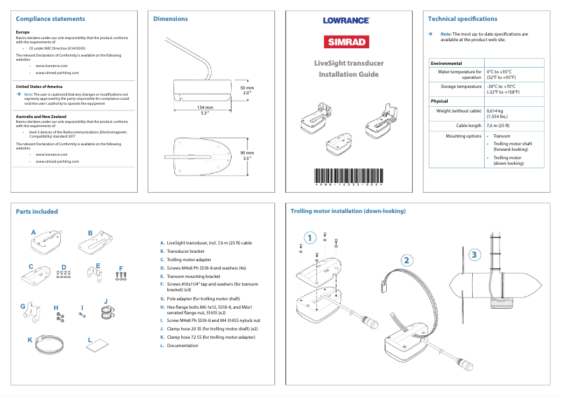 Page 1 de la notice Manuel utilisateur Simrad LiveSight