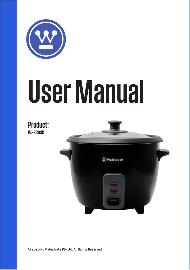 Page 1 de la notice Manuel utilisateur Westinghouse WHRC03K