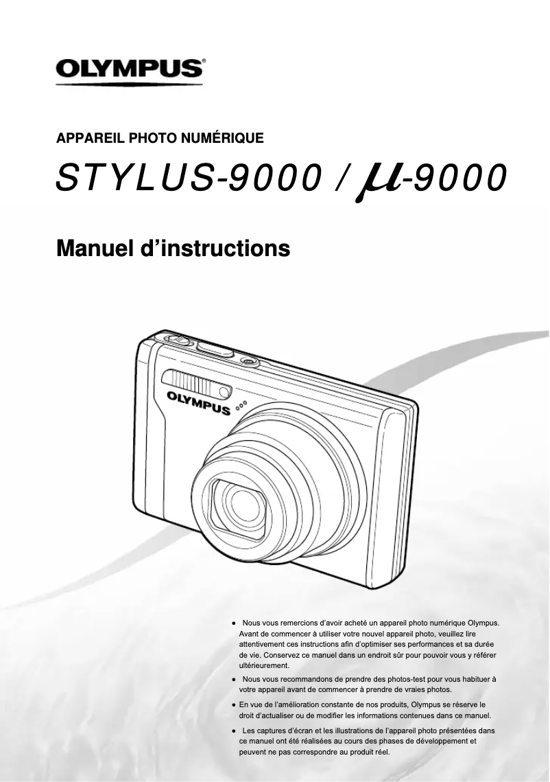 Page 1 de la notice Manuel utilisateur Olympus µ-9000
