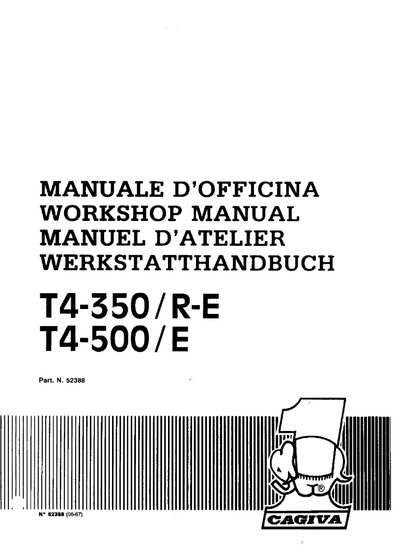 Page n°1 - Manuel utilisateur Cagiva T4-500 (1987)