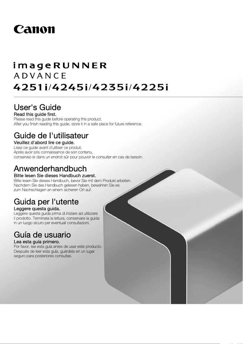 Page 1 de la notice Manuel utilisateur Canon imageRUNNER ADVANCE 4225i
