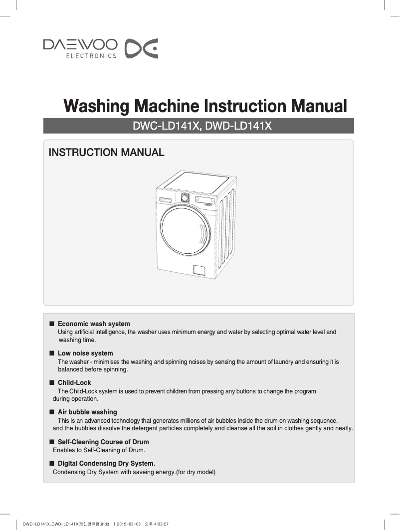 Page 1 de la notice Manuel utilisateur Daewoo DWC-LD141X