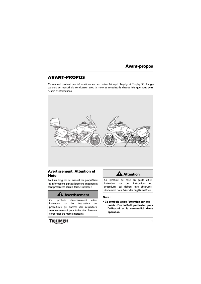 Image de la première page du manuel de l'appareil Trophy SE (2017)