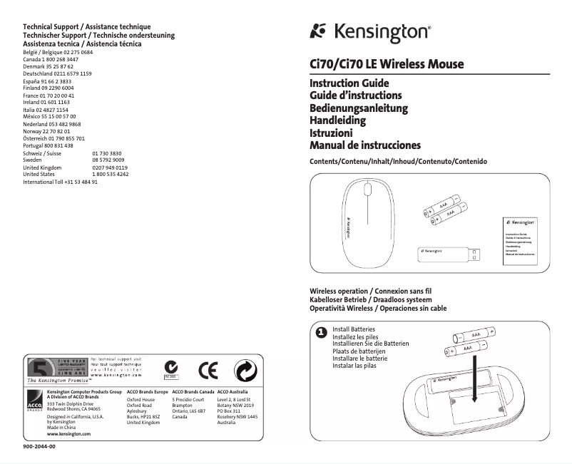 Page n°1 - Manuel utilisateur Kensington K72276US