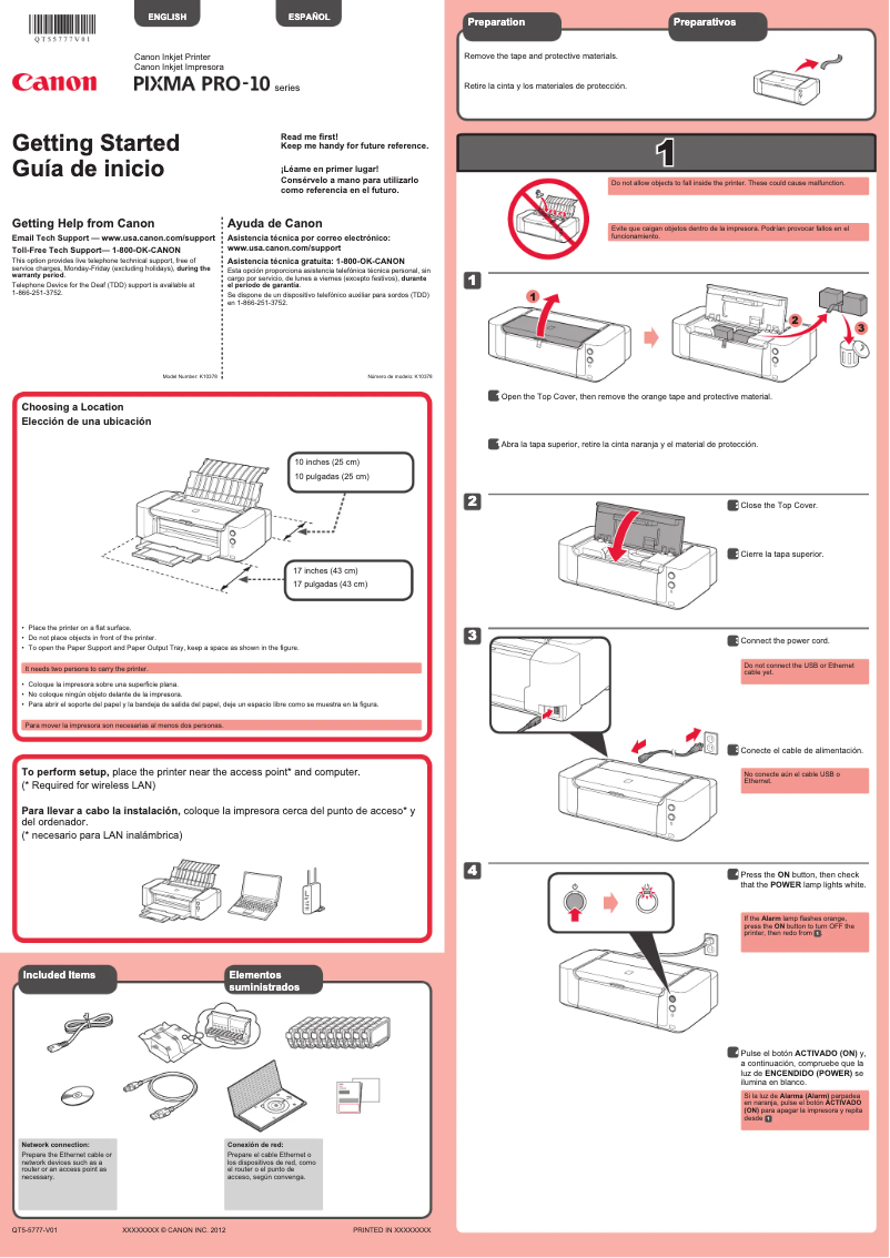 Page 1 de la notice Manuel utilisateur Canon PIXMA PRO-10