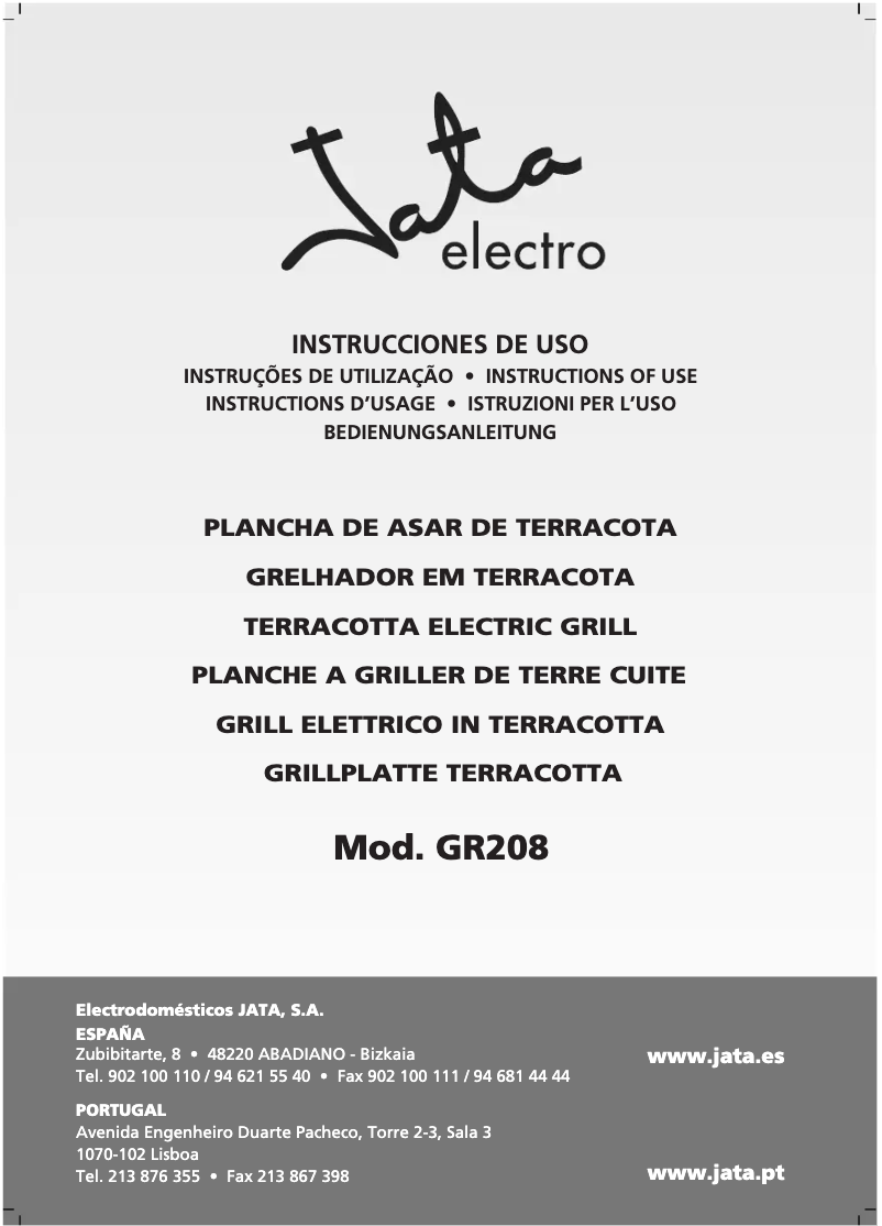 Page n°1 - Manuel utilisateur Jata GR208