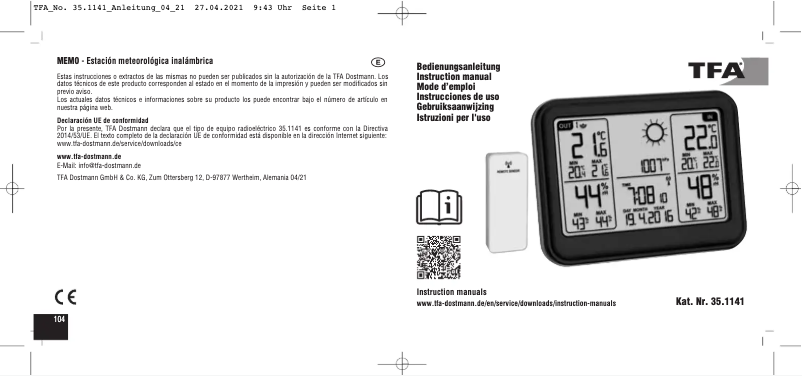 Image de la première page du manuel de l'appareil 35.1141