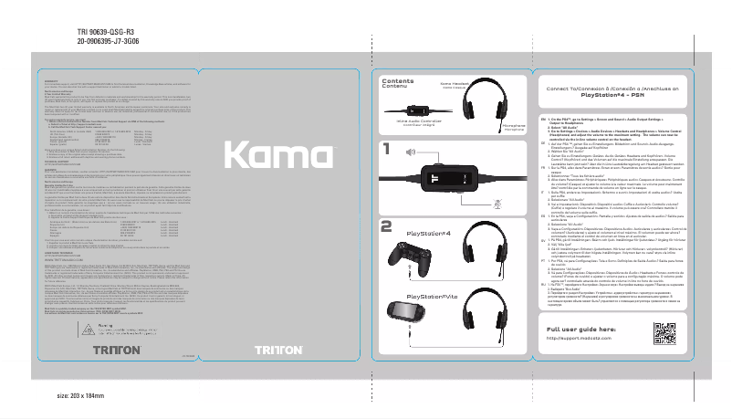 Page 1 of the manual User Manual Tritton Kama (PS4)