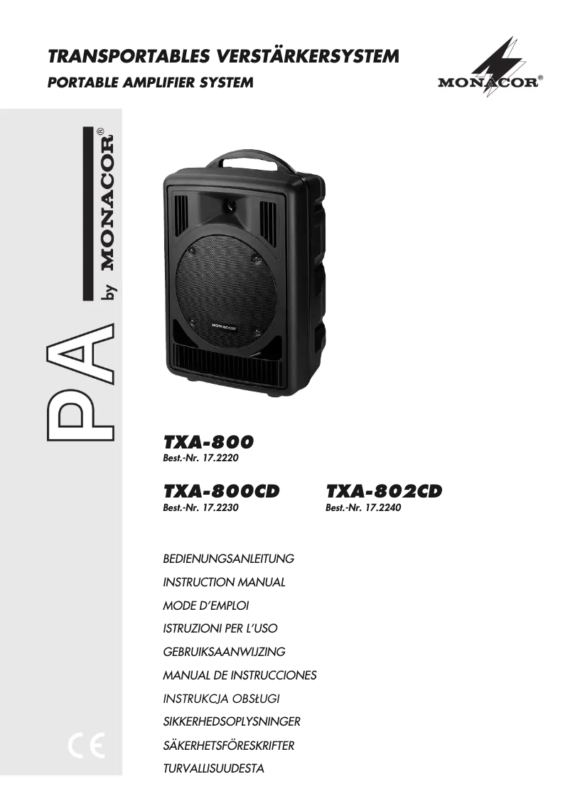 Image de la première page du manuel de l'appareil TXA-800CD