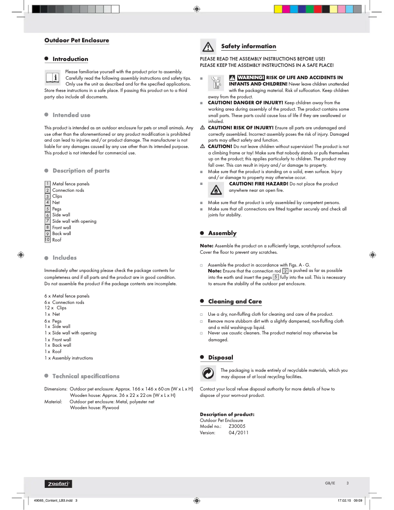 Imagen de la primera página del manual del dispositivo Z30005