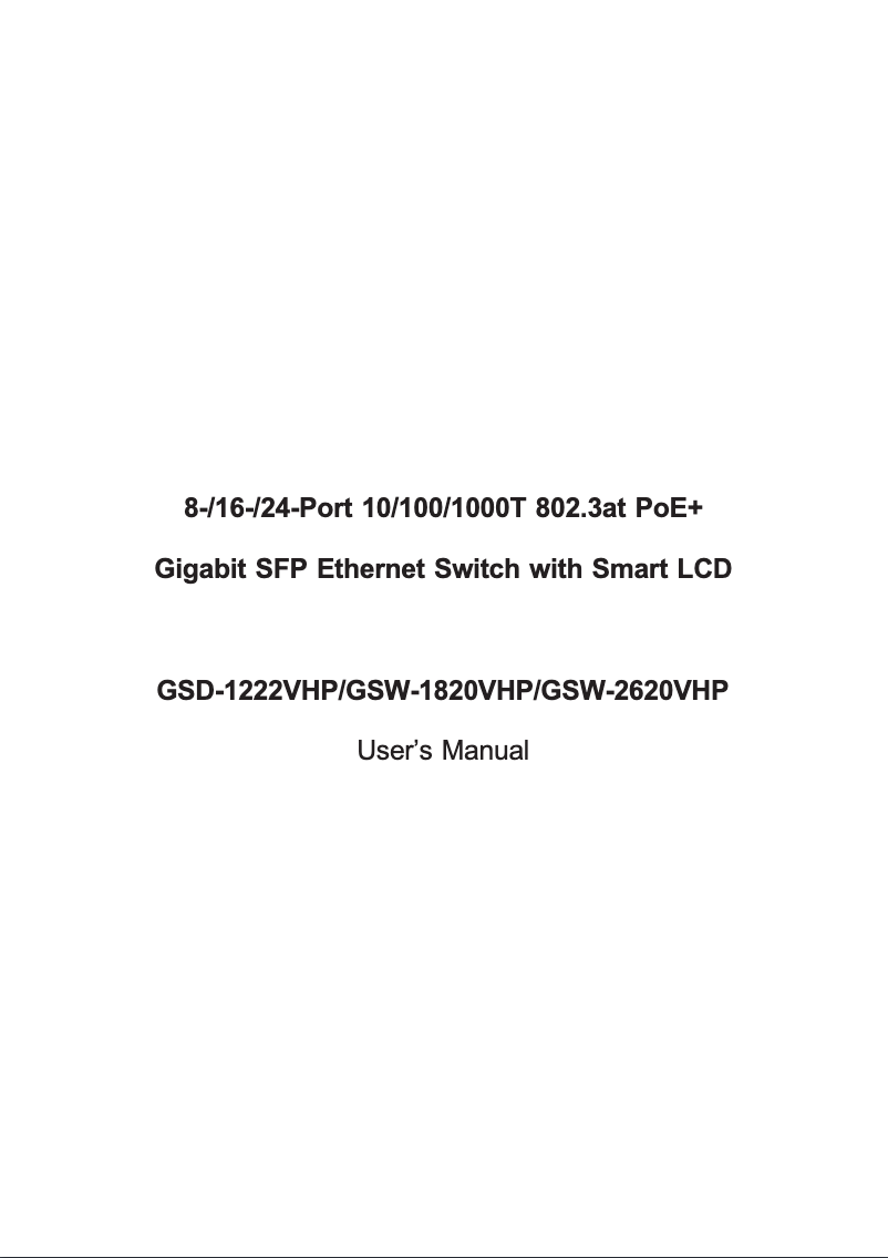 Page n°1 - Manuel utilisateur Planet GSW-2620VHP