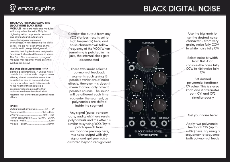 Page 1 de la notice Manuel utilisateur Erica Synths Black Digital
