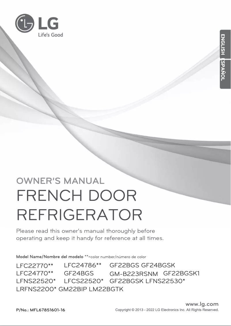 Page n°1 - Manuel utilisateur LG LFC24770SB